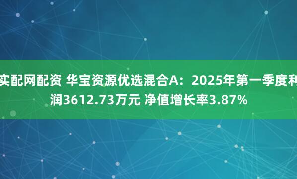 实配网配资 华宝资源优选混合A：2025年第一季度利润3612.73万元 净值增长率3.87%